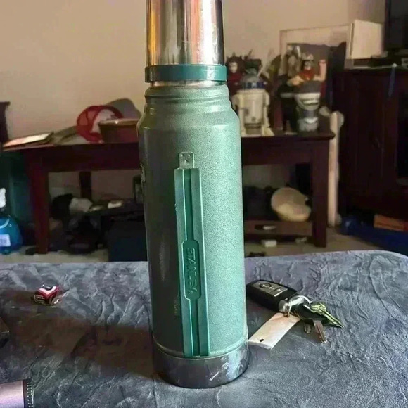 Classic Stanley Vacuum Thermos Bottle Coffee Green Hammertone 1 L. Stain… - Picture 8 of 8